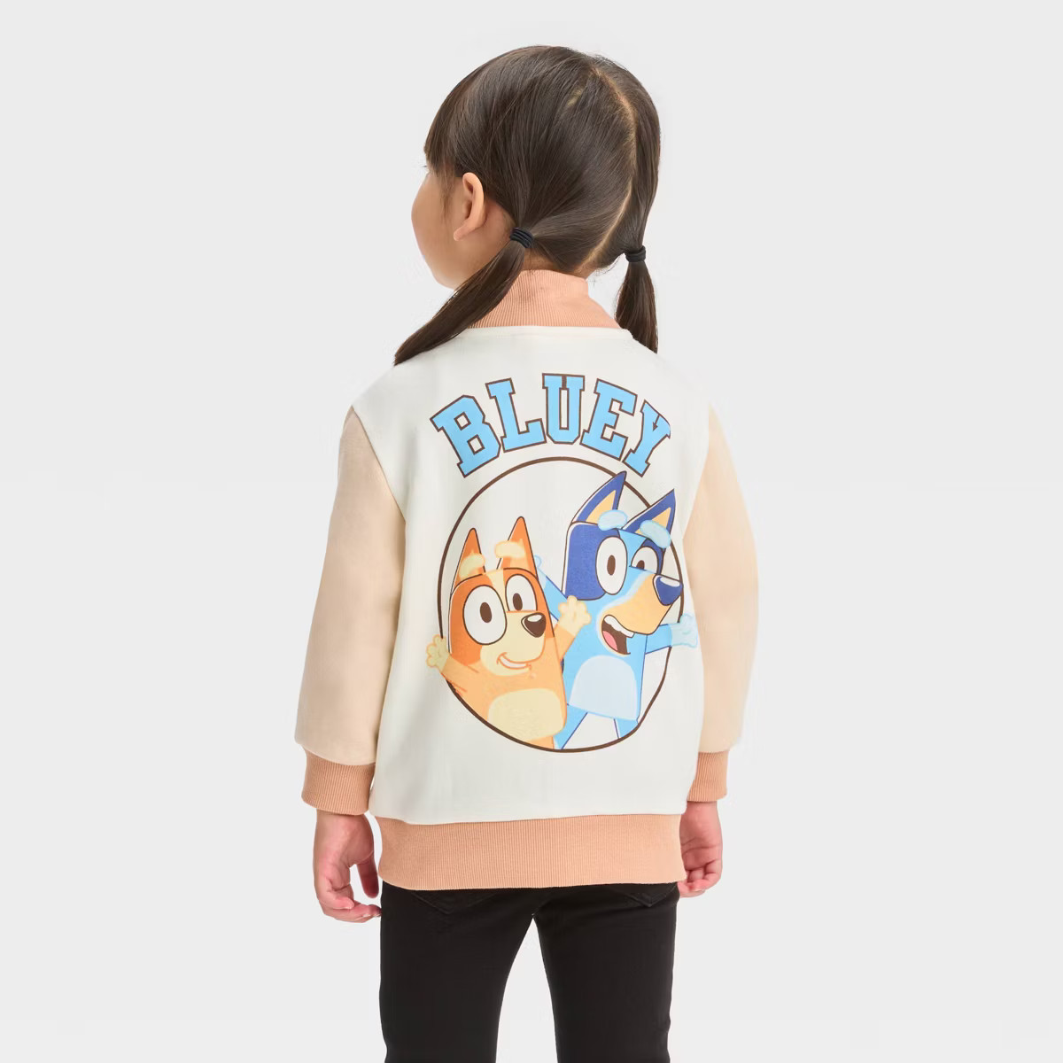 Toddler Girls' Bluey Varsity Bomber Jacket - Cream | Target