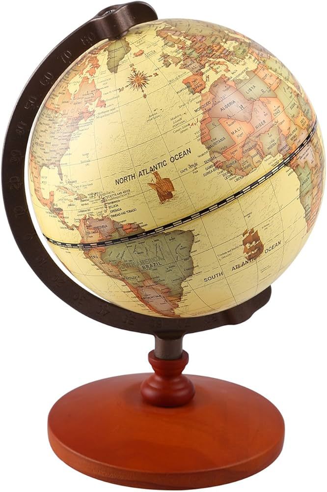 TTKTK Mini Vintage World Globe for Adults & Kids with Wooden Stand,Antique Decorative Desktop Glo... | Amazon (US)