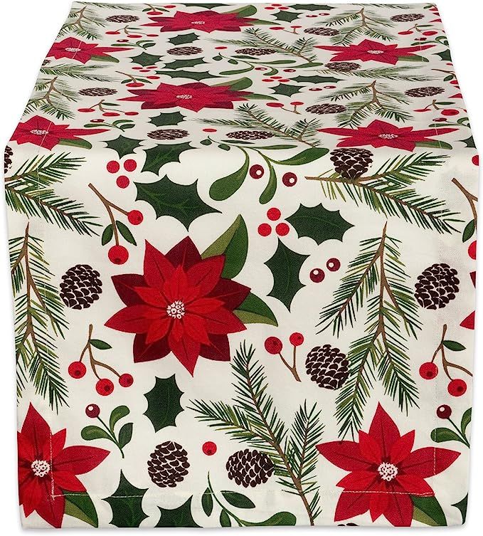 DII Woodland Christmas Tabletop Collection, Table Runner, 14x72", Poinsettia | Amazon (US)
