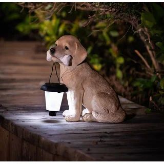 Light Brown Resin Puppy with Solar Light Garden Statue | Overstock.com Shopping - The Best Deals ... | Bed Bath & Beyond