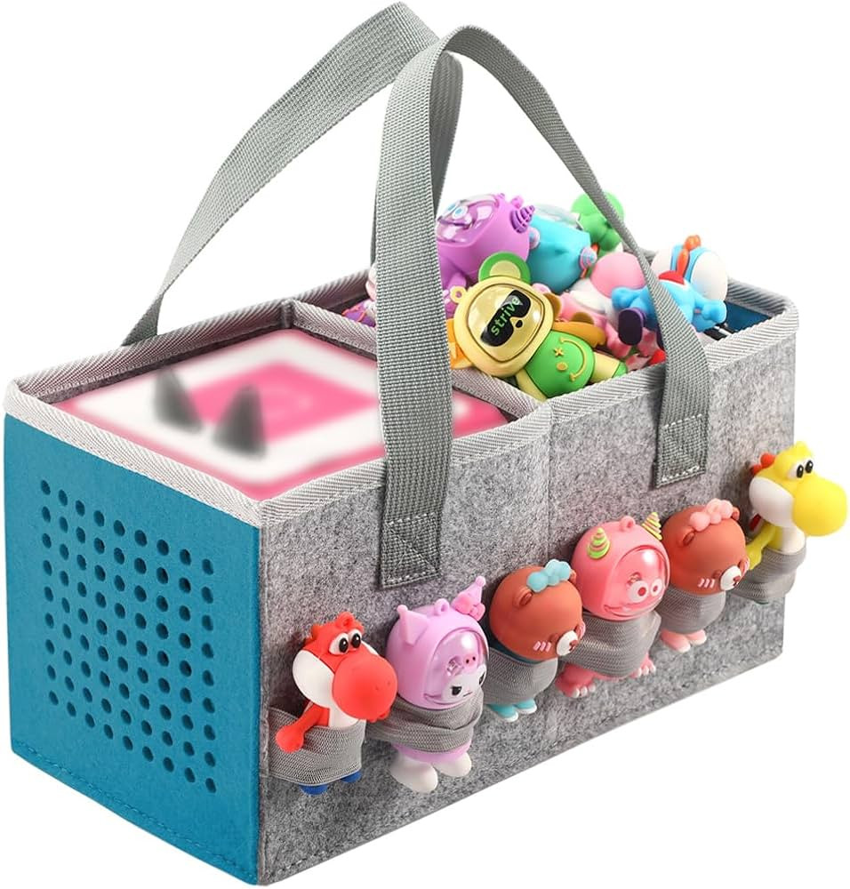 Carrying Case Travel Felt Bag Compatible with Toniebox Starter Set and Tonies Figurine (Gray+Blue... | Amazon (US)