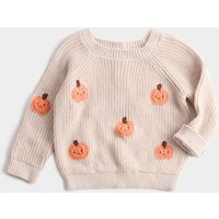 M&S Collection Girls Pure Cotton Pumpkin Knitted Jumper (0-6 Yrs) - 0-3 M - Calico, Calico | Marks & Spencer (UK)