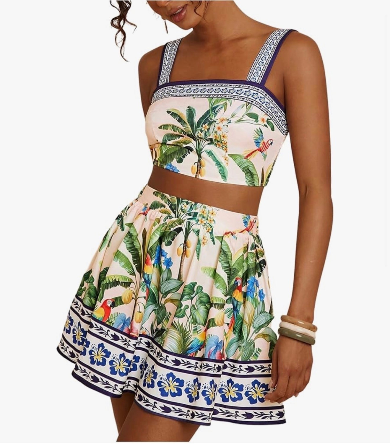Two Piece Outfit Tropical Crop Cami Top and Summer Skirts Set

#LTKPetite #LTKgrwm #LTKootd