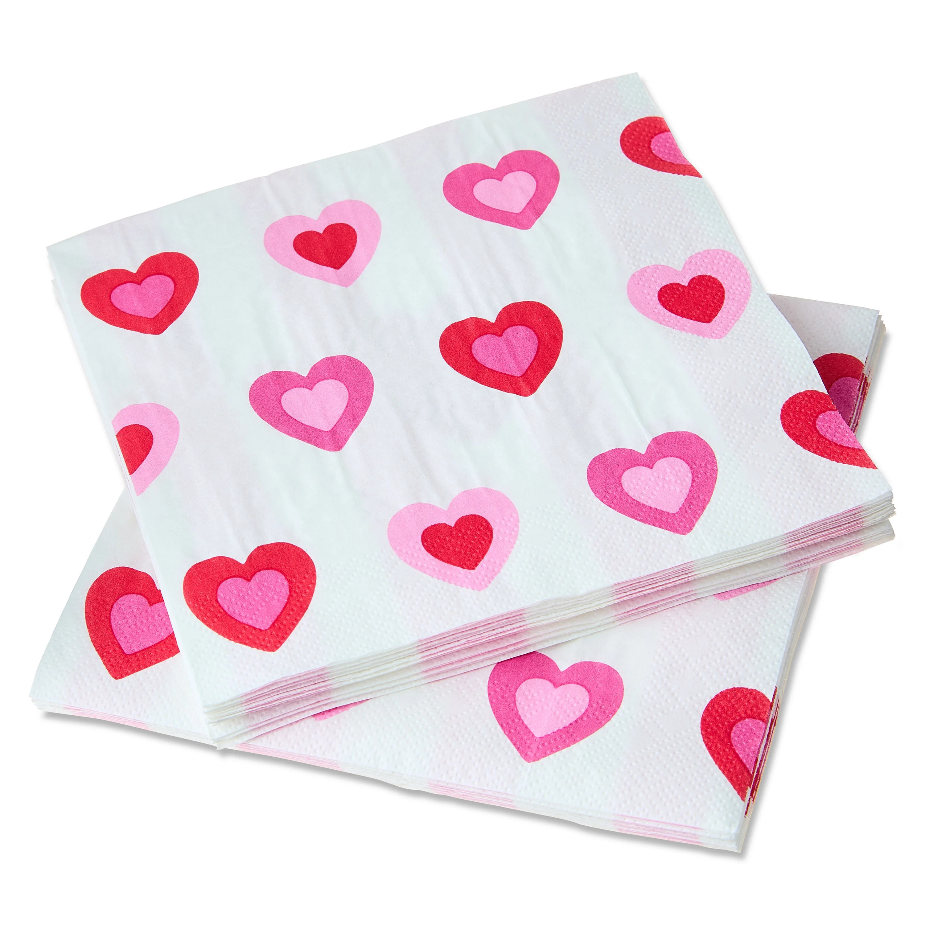 Hearts Disposable Lunch Napkins, Pink, 6.5" x 6.5", 16 Count, Valentine's Day by Way To Celebrate | Walmart (US)