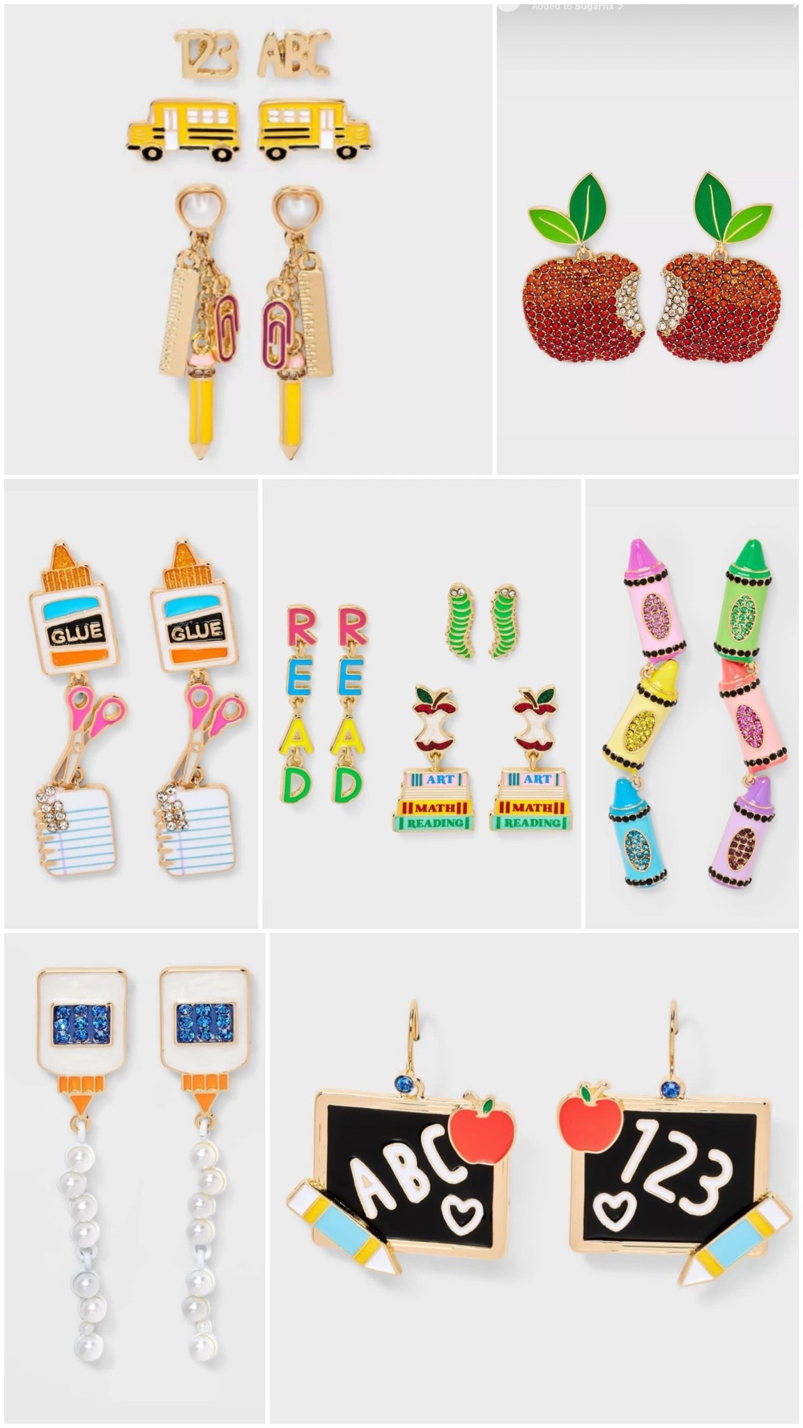 School themed earrings ✏️🚌🖍️🍎 
