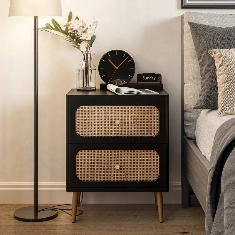 Okkra Modern Farmhouse 2-Drawer Woven Nightstand | Wayfair North America