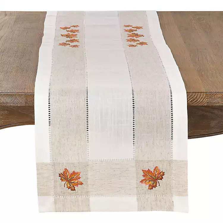 Embroidered Autumn Leaves Table Runner | Kirkland's Home