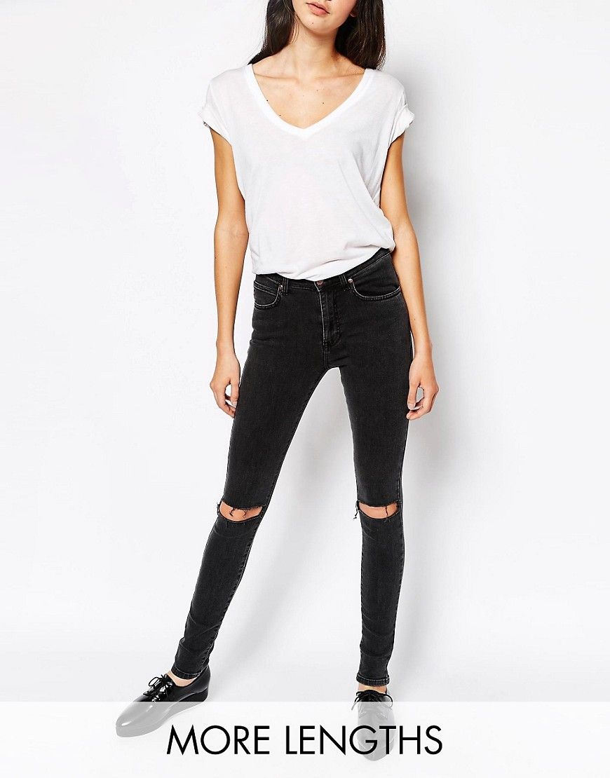 Dr Denim Arlene Skinny Jeans With Ripped Knees - Black | ASOS US