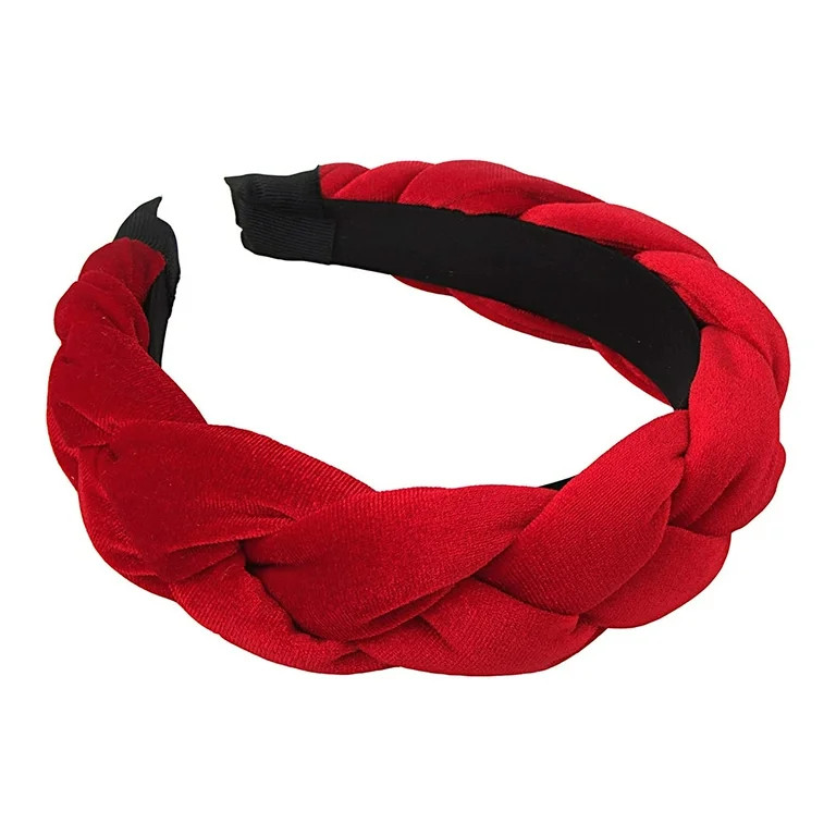 Headbands for Women Velvet Braided Headbands Fashion Hairband Criss Cross Hair Accessories, Red | Walmart (US)