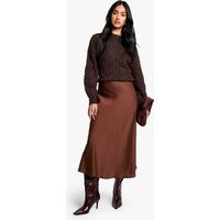 Womens Satin Slip Midaxi Skirt - Brown - 8 | boohoo (US & Canada)