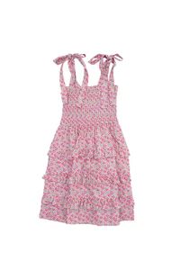 Another Idea Girls Multicolor Floral Tie Strap Dress | Pink Lily