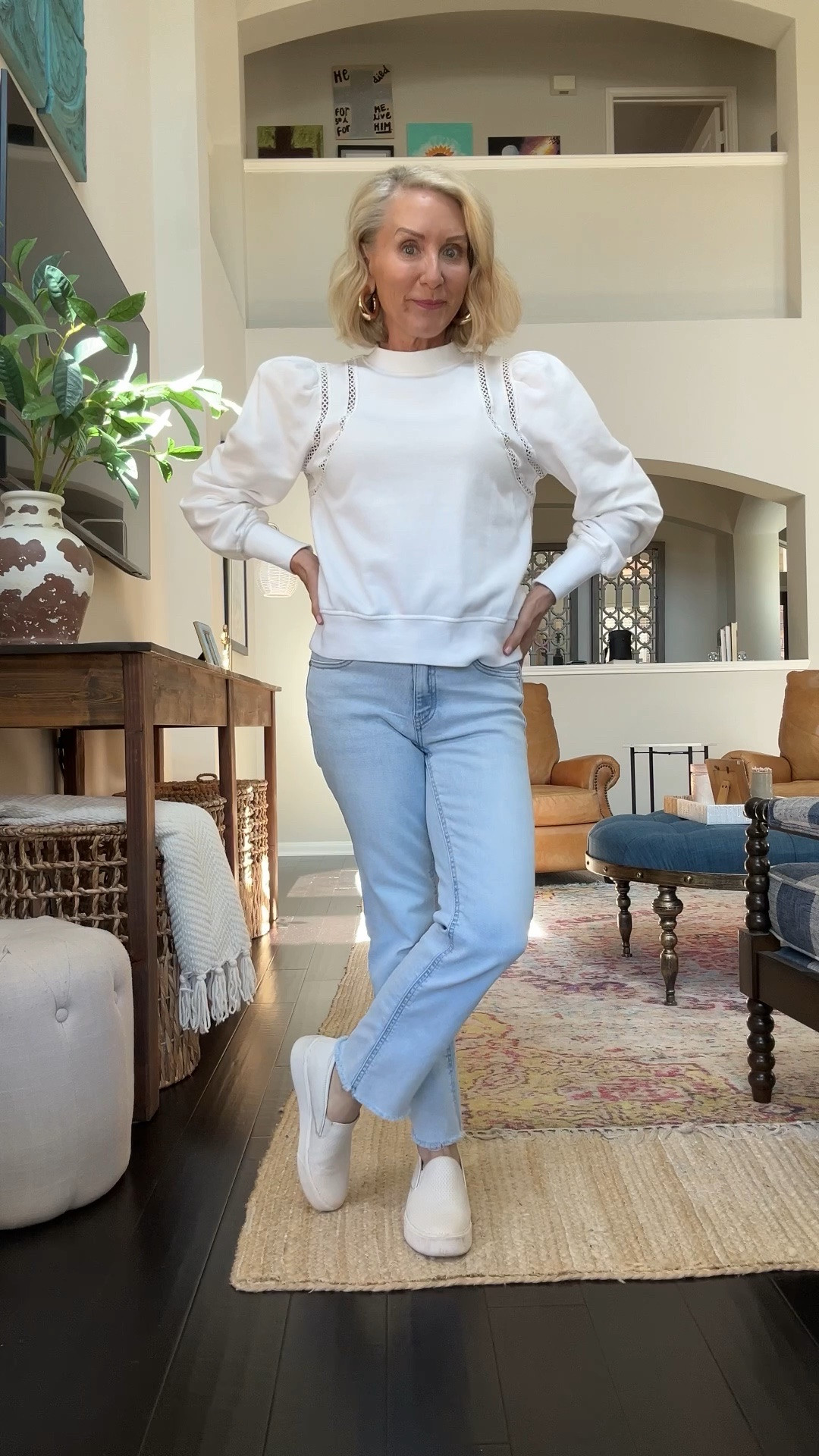 Walmart has done it again!  This winter white lightweight sweatshirt is as cute as it is comfy.  Lots of fun details.  Wearing an XS. 

#LTKmomlife #LTKootd #LTKPetite