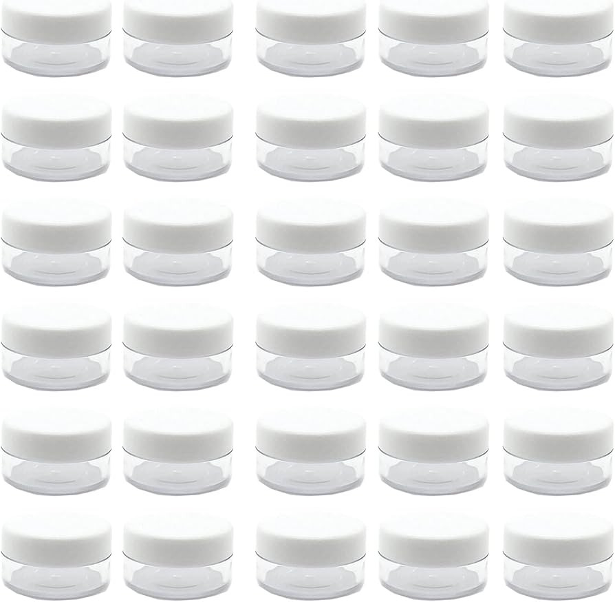 30 Pcs Sample Containers, 10 Gram Mini Sample Jars for Cosmetic, Eye shadow, White Lid | Amazon (US)