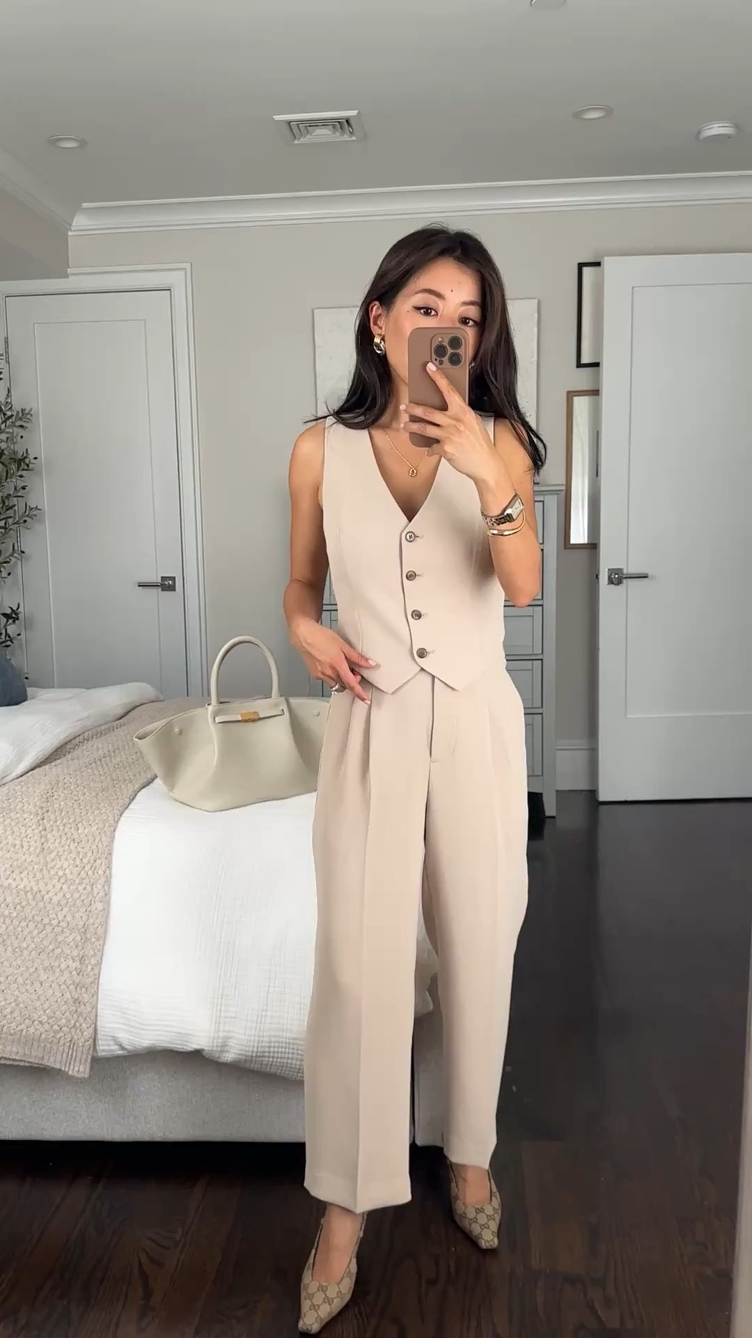 Aritzia’s rare sitewide sale just started! Been Loving vests and pants as a chic alternative to a dress for events and dinners 

FYI their sale items are returnable for store credit or exchanges

• Petite friendly tailored Vest size 0 in marcona beige. I size up since their vests run a little narrow at the bust for me

• aritzia effortless cropped pants size 0. I get cropped regular, not cropped short which is pretty short. 

For waist size, I’m a 25” waist and between sizes in their effortless pants - 00 usually fits a 24” waist and 0 fits a 25.5” waist.  I went up to a 0 this time for a little extra room.

I don’t recommend pure white since the pocket lining show through but the other colors don’t have that issue for me. 

• the lodge pull on pants are an amazing alternative if you like a more laid back pull on style! 

• I also like the tailored shorts that matches all the colors. I size up at the waist for the shorts too

• Gucci slingbacks

• demellier midi New York bag 

Elegant Dinner, office outfit, sophisticated date night outfit, meeting or presentation corporate workwear look

#LTKSeasonal #LTKWorkwear #LTKPetite