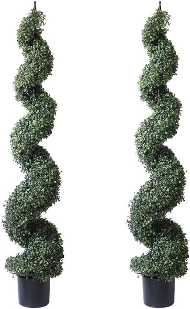 5' Artificial Cypress Spiral Boxwood Topiaries Tree in Plastic Pot Outdoor and Indoor Home Decor ... | Amazon (US)