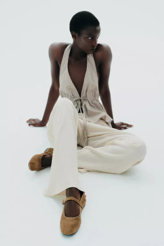 SPLIT SUEDE BALLERINAS | Zara UK