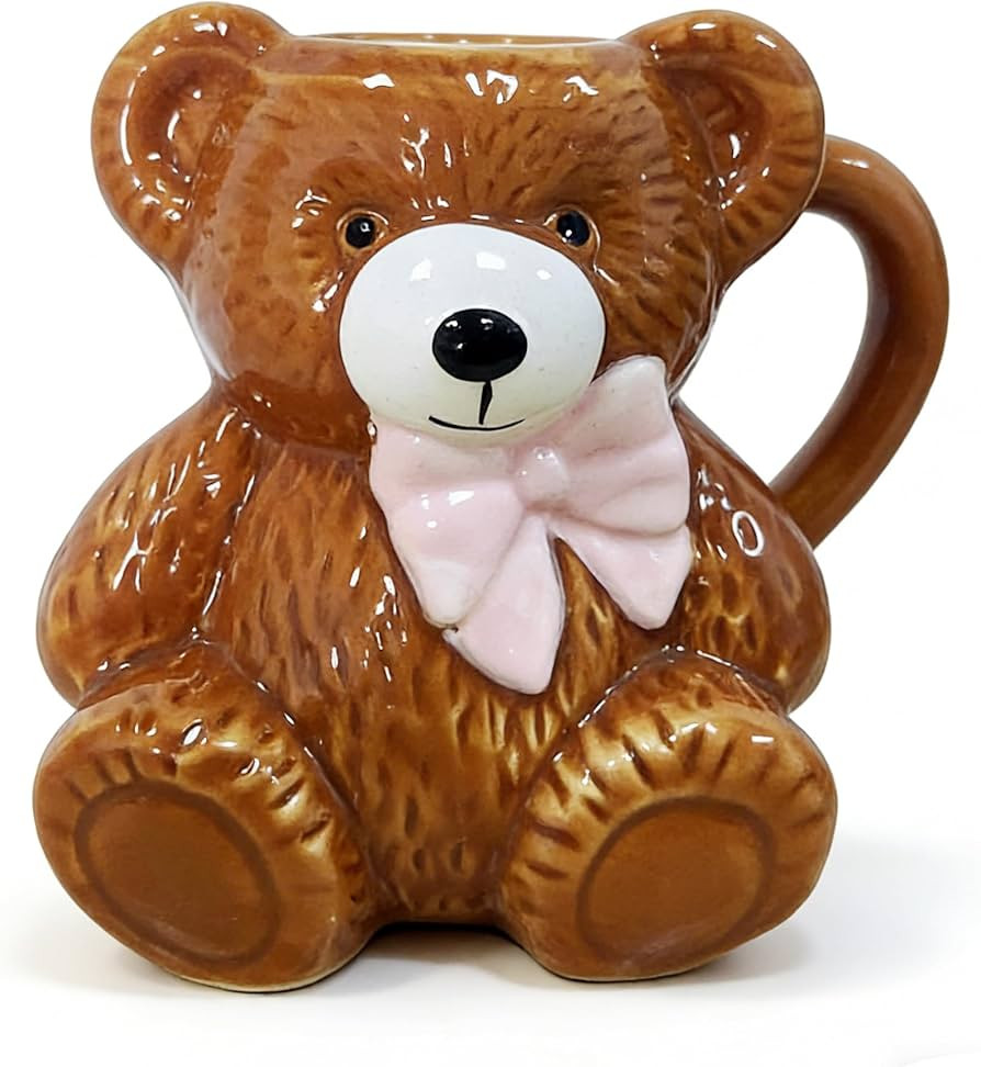 True 3D Cute Bear Coffee Mugs, 10.5 OZ Handmade Ceramic Animal Mug with Handle, Funny Vintage Hon... | Amazon (US)