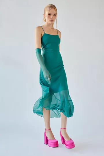 UO Glamour Girl Mesh Midi Dress & Glove Set | Urban Outfitters (US and RoW)