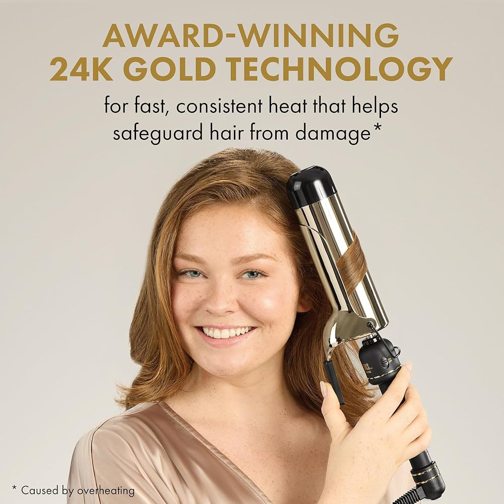 HOT TOOLS New and Improved 24K Gold Professional 2" Extended Barrel Curling Iron with Clamp for L... | Amazon (US)