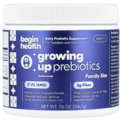 Begin Health, Kids, Growing Up Prebiotics, Ages 1+, Unflavored, 7.6 oz (216.7 g) | iHerb