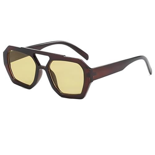 ADE WU Trendy Square Aviator Sunglasses for Women Thick Frame Double Bridge Geometric Sun Glasses | Amazon (US)