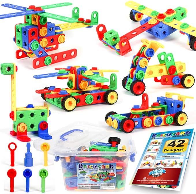 163 Piece STEM Toys Kit, Educational Construction Engineering Building Blocks Learning Set for Ag... | Amazon (US)