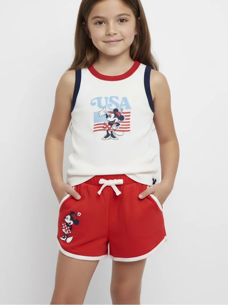Disney Minnie Mouse Girls Americana Fleece Shorts, Sizes 4-18 | Walmart (US)