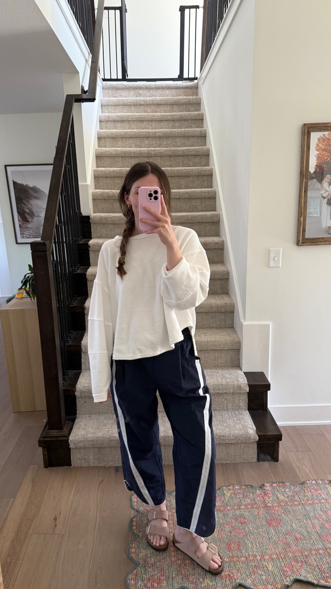 wearing a small in top and sized up postpartum in track pants, medium! 

Spring outfit, mom outfit 

#LTKmomlife #LTKootd