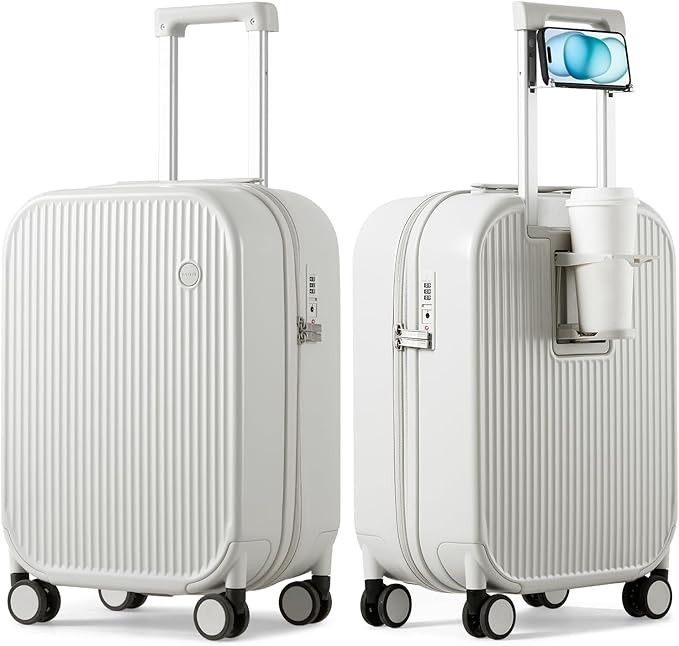 mixi Carry On Luggage with Cup Phone Holder Hard Shell Rolling Travel Suitcase with Spinner Wheel... | Amazon (US)