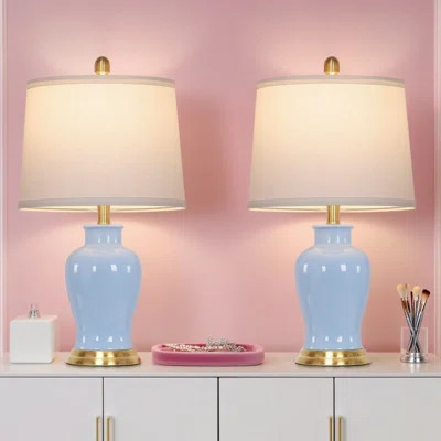 Set Of 2 Modern Ceramic Table Lamps With Ginger Jar Design - Ceramic Bedside Lamps For Living Room, Bedroom Nightstand, Desk & End Table | Wayfair North America