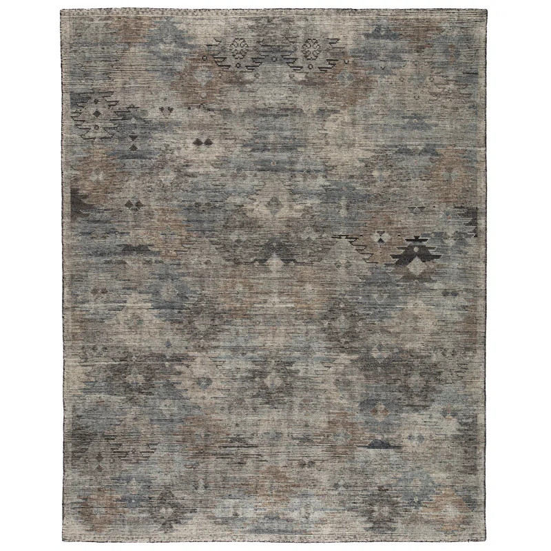 Nakoda Hand-Knotted Wool Abstract Area Rug in Fungi/Jet Black/Lily White | Wayfair North America