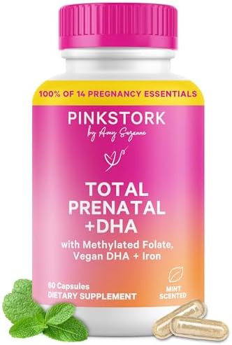 Pink Stork Total Prenatal Vitamins for Women | DHA, Folate, Iron, Choline, & Vitamin B12 | Precon... | Amazon (US)