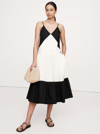 Cotton Poplin Tiered Midi Dress | Banana Republic (US)