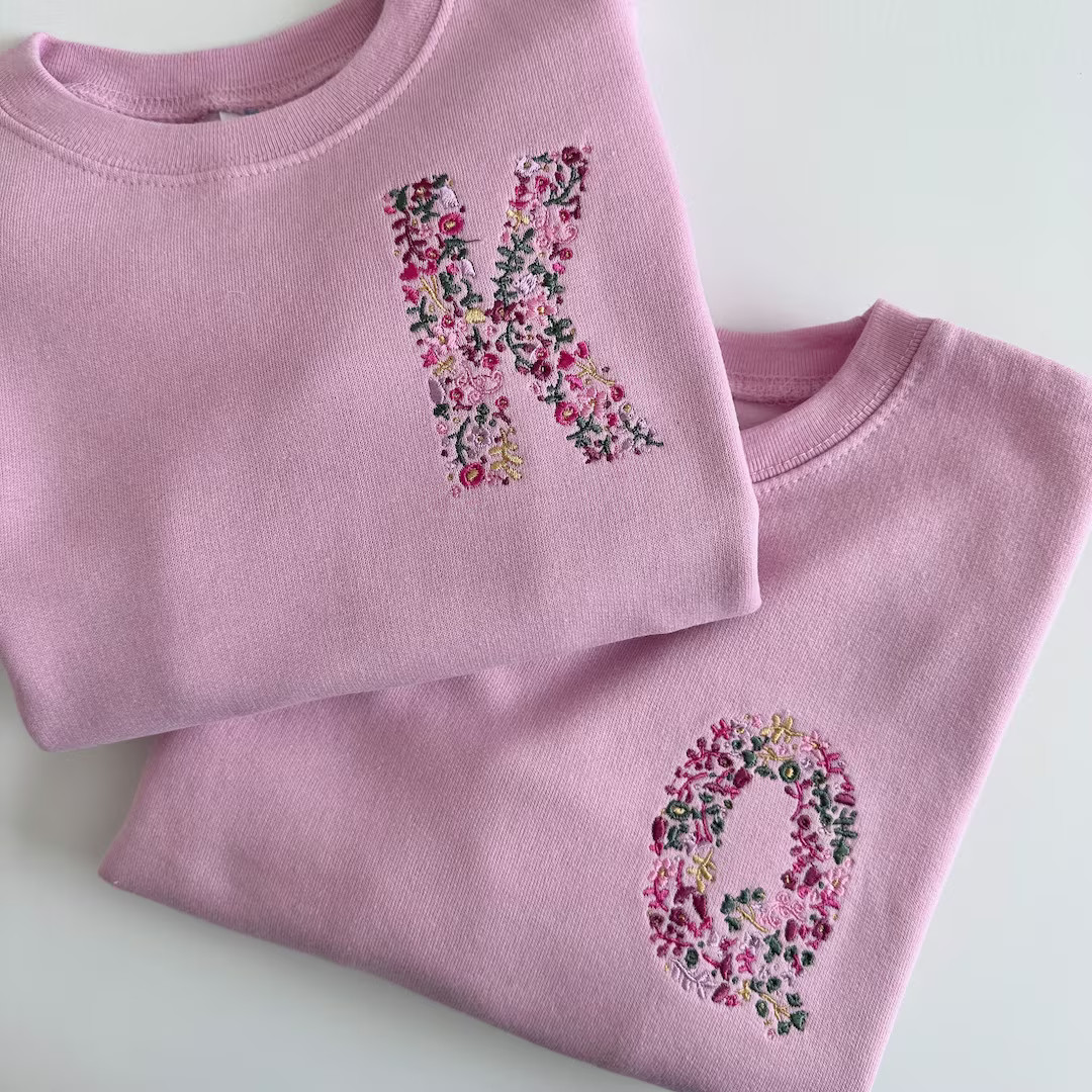 Toddler Custom Floral Initial Sweatshirt Personalized Unisex Pullover Monogram Flower - Etsy | Etsy (US)