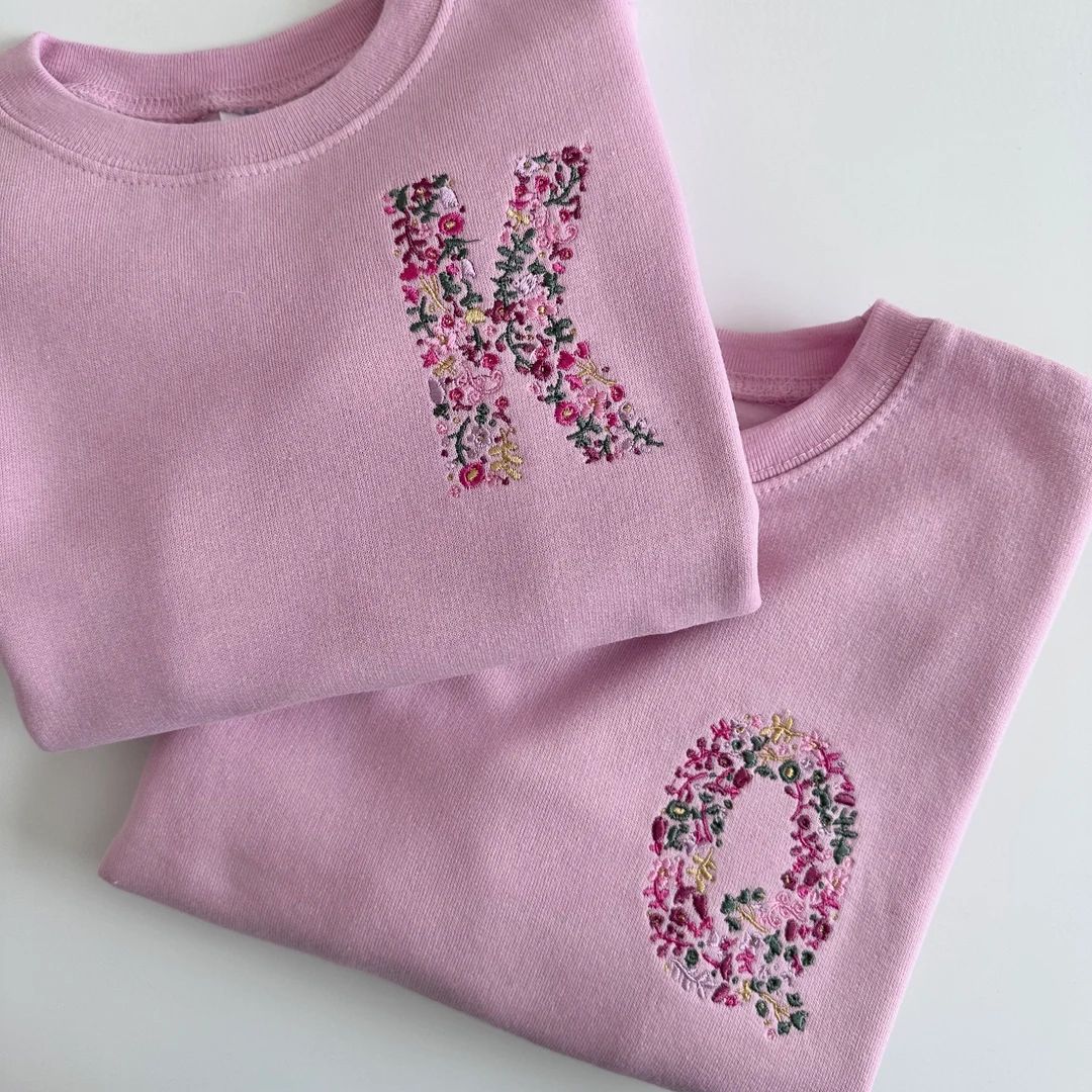 Toddler Custom Floral Initial Sweatshirt Personalized Unisex Pullover Monogram Flower - Etsy | Etsy (US)