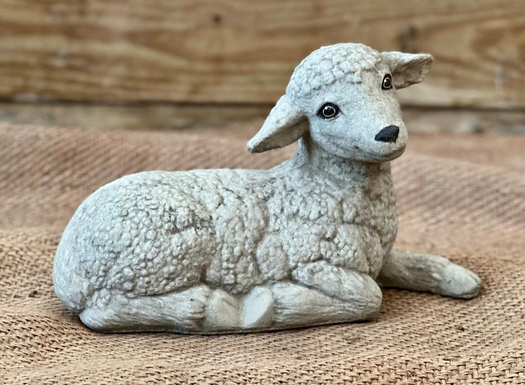 Laying Lamb Concrete Figure Farm Animal Statue Large Lifelike  Sheep Figure Outdoor Decoration An... | Etsy (US)