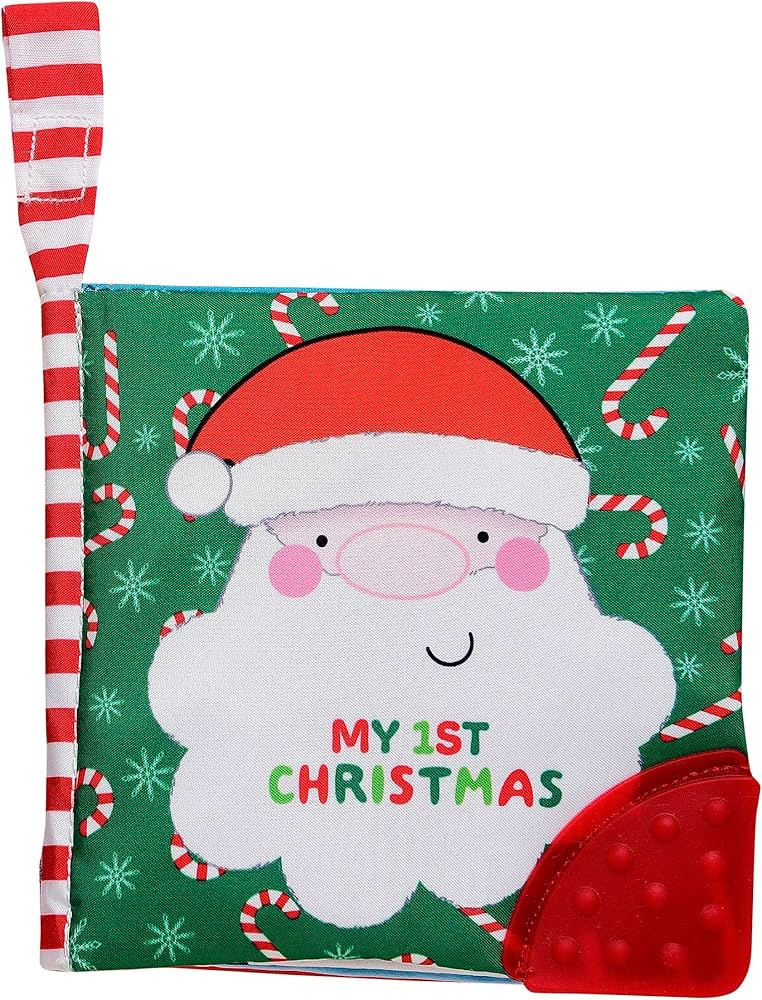 My First Christmas Soft, Crinkle Activity Book with Silicone Teether and Travel Strap, Santa, Gre... | Amazon (US)