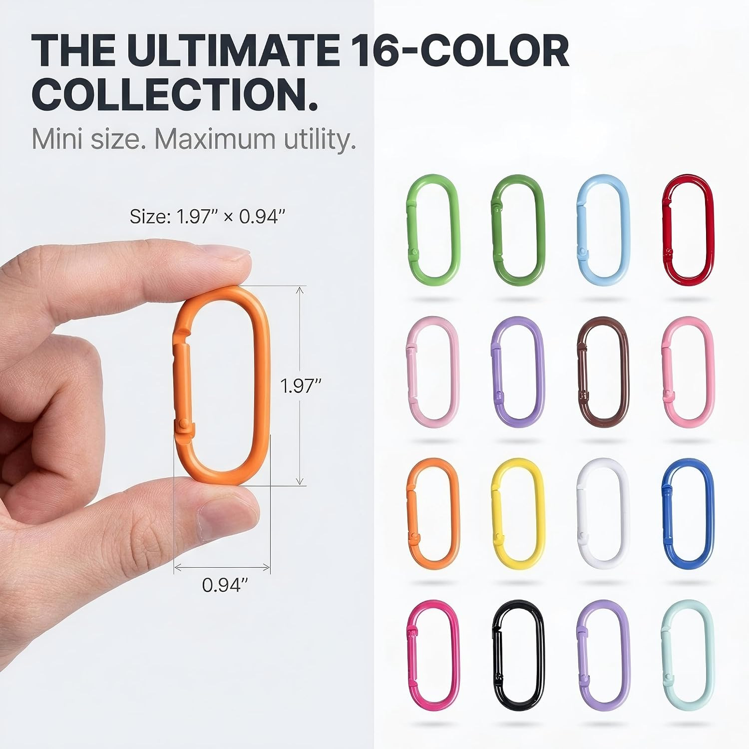 16 Pcs Carabiners Clip,Oval Shape Cute Carabiner Keychain Clip Aluminum Hook Accessories | Amazon (US)