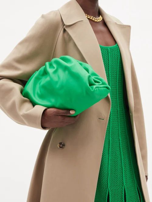 Bottega Veneta - Pouch Large Leather Clutch Bag - Womens - Green | Matches (UK)