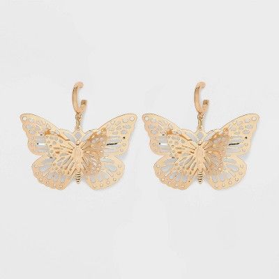 Filigree Layered Butterfly Hoop Earrings - Wild Fable™ Gold | Target