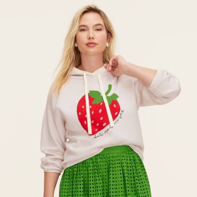 Women's Strawberry Hooded Sweatshirt - kate spade new york x Target Cream XXS | Target