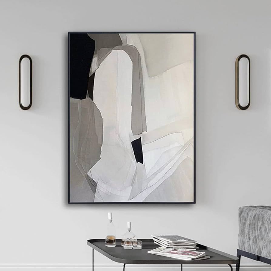 Hand Painted Oil Painting - oil painting Modern minimalist floor-to-ceiling black and white abstr... | Amazon (US)