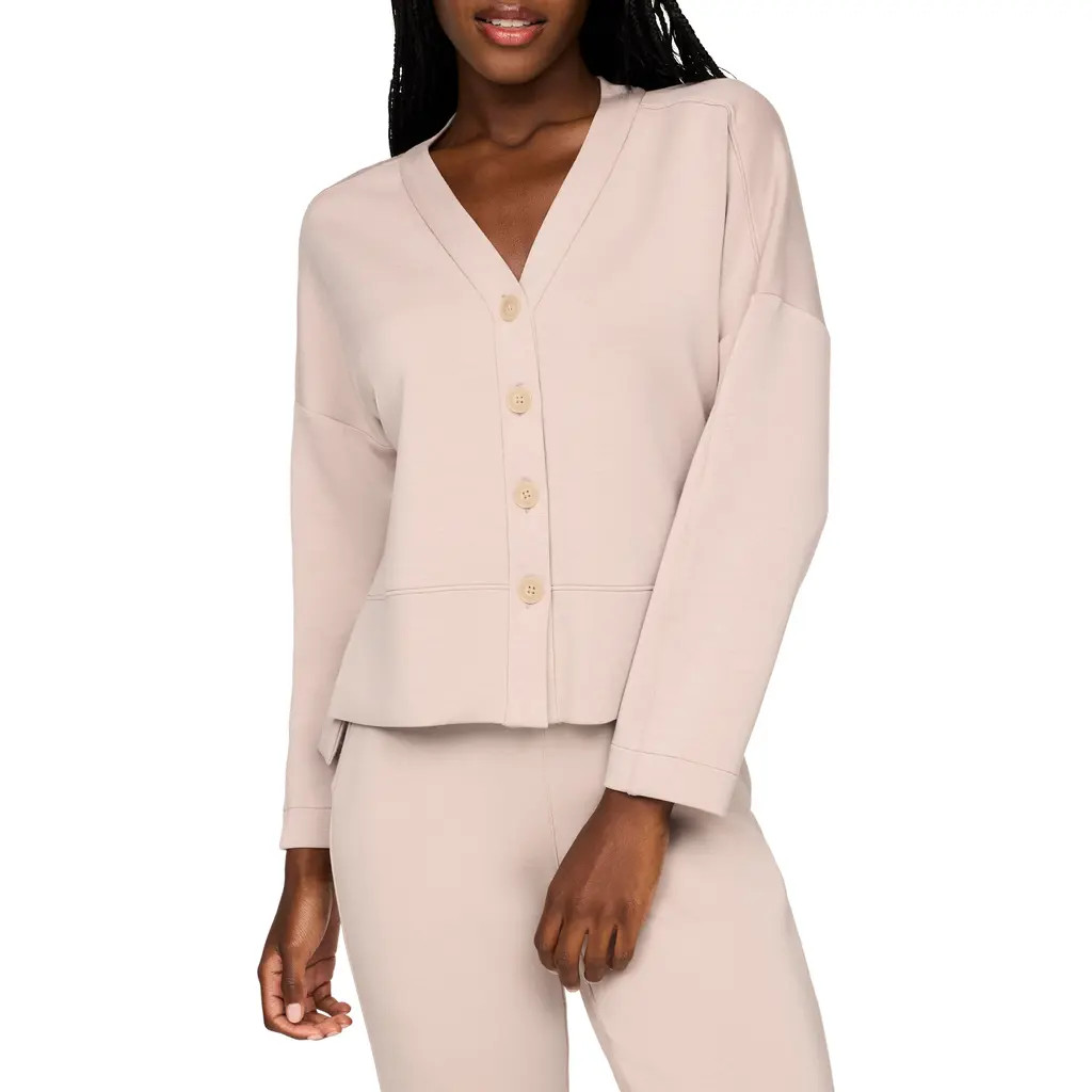 SPANX® AirEssentials Button Front Cardigan in Mushroom at Nordstrom, Size Medium | Nordstrom