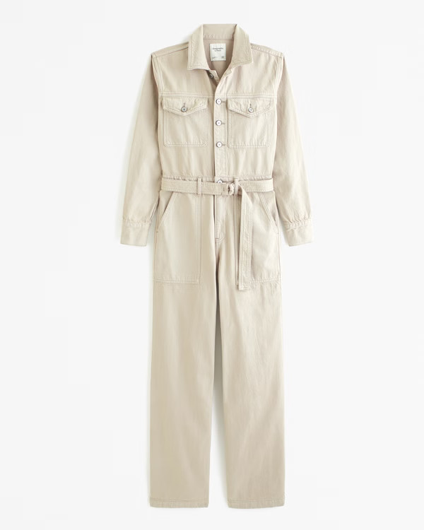 Women's Long-Sleeve Denim Jumpsuit | Women's Sale | Abercrombie.com | Abercrombie & Fitch (UK)