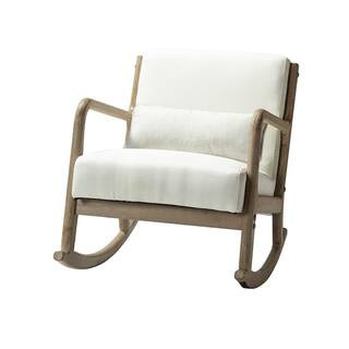 JAYDEN CREATION Celipe Ivory Rocking Chair with Lumbar Pillow CHMYN0176-IVORY - The Home Depot | The Home Depot