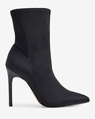 Black Thin Heel Sock Booties | Express