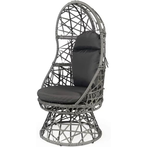 Patio Egg Chair, 360 Degree Swivel Patio Chair, Indoor & Outdoor Rattan Egg Chair with Seat Cushi... | Walmart (US)