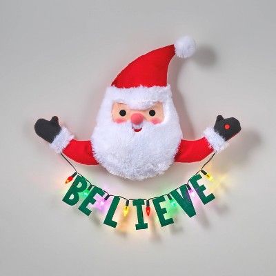 Hanging Pre-lit Animated Musical Santa with &#39;Believe&#39; Light String Multicolor Lights - Wo... | Target