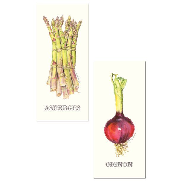 Classic French Vegetable Onion and Asparagus Set; Kitchen Decor; Two 8x18in Poster Prints - Walma... | Walmart (US)