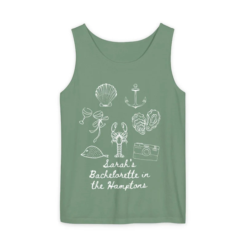 CUSTOM Beach Bachelorette Party light Green Unisex, Oversized Tank Top, Beach, Pool Oversized Tan... | Etsy (US)